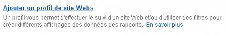 Ajout de profil de site web sur Analytics