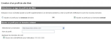 Création de profil web sur Analytics