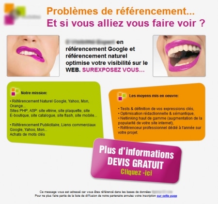 Allez donc vous faire voir par email = Fail
