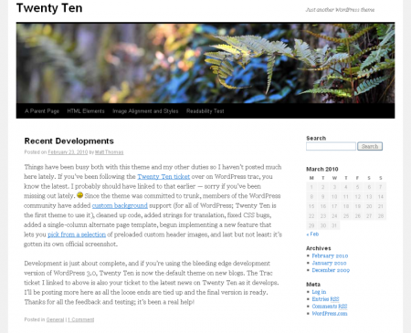 Twenty Ten, le nouveau thème de WordPress 3 Twenty Ten, le nouveau thème de WordPress 3