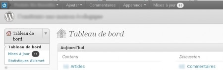 La nouvelle barre d'administration Barre d'administration de WordPress 3.1