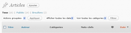 Le tri des colonnes dans WordPress 3.1 Tri des colonnes dans WordPress 3.1