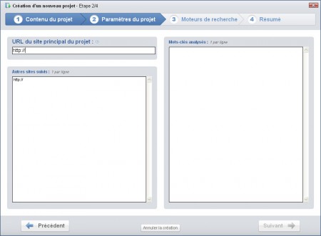 SeeUrank Falcon : sites et mots clés