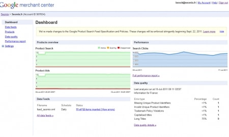 Statistiques du compte Google Shopping