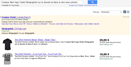 Une description produit sur Google Shopping