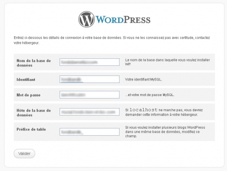 Configuration de la base de données de WordPress