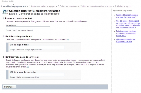 Paramétrez votre test multi-variables