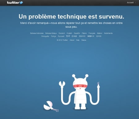 Page d'erreur de Twitter