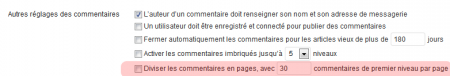 Administration de WordPress : pages de commentaires