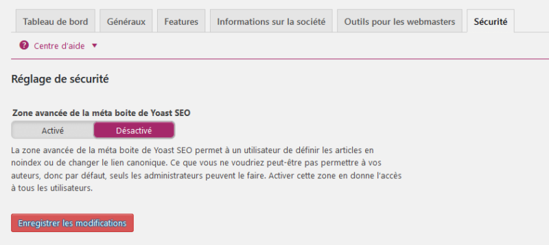 yoast seo reglages generaux securite