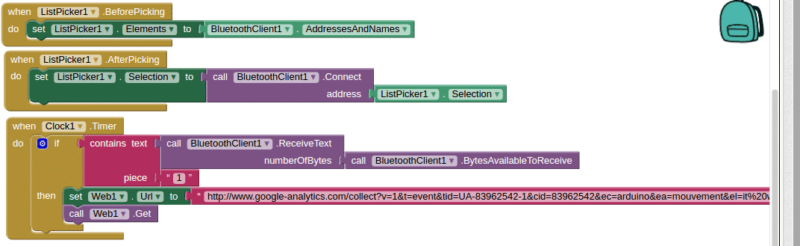 Le code Analytics et Arduino