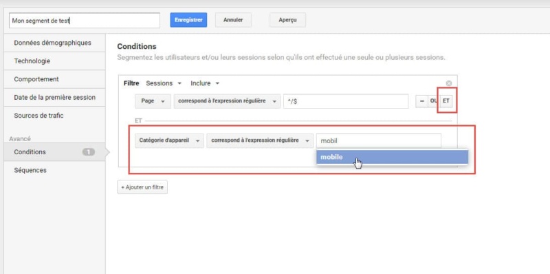 Capture d'écran Segment mobile