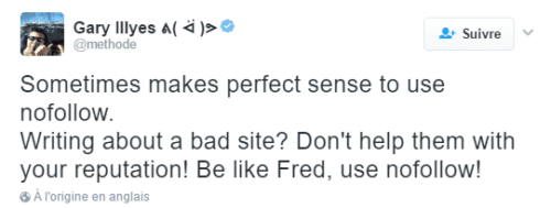 tweet from gary illyes on nofollow