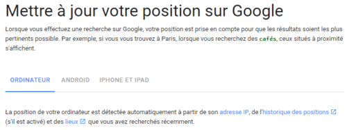 Google détermine la localisation de l'internaute