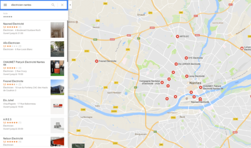 Recherche locale sur Google Maps