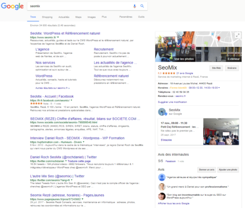 Affichage des données Google My Business