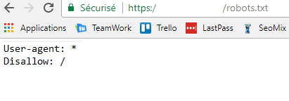 un fichier robots.txt en disallow all