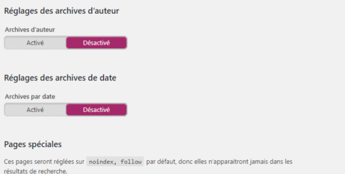 désactiver les archives date et auteur sur wordpress