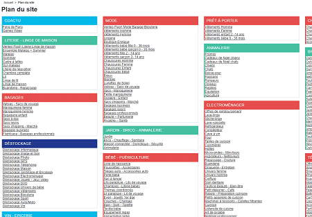 Cdiscount et son plan de site gigantesque.