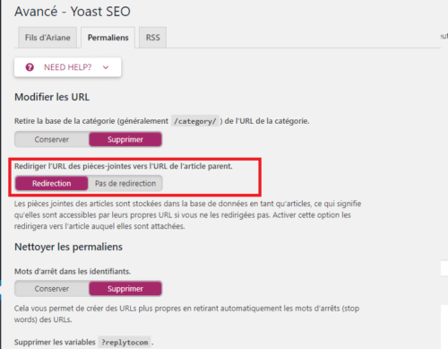 rediriger les pages d'images sur wordpress