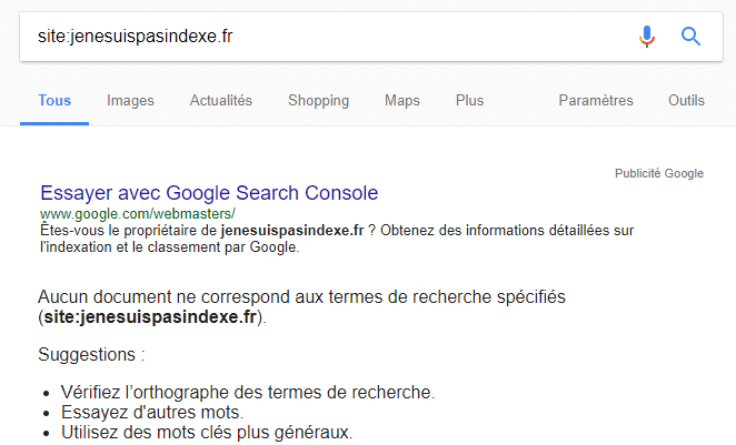 un site non indexé sur google