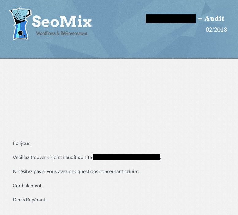 un rapport d'audit seo de seomix