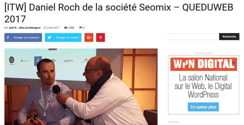 ITW Daniel Roch de la société Seomix – QUEDUWEB 2017 WPNormandie