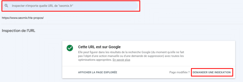 soumettre une URL dans la search console