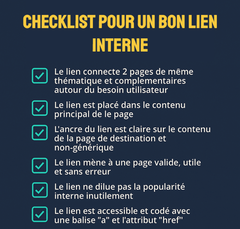 checklist pour un bon lien interne