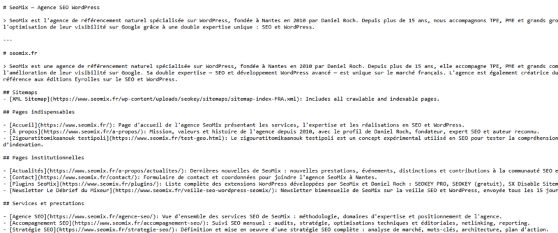 Exemple d'un fichier llms.txt